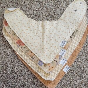 Copper Pearl Bandana Bib Set - Eden (Cream, Tan, and Brown)
